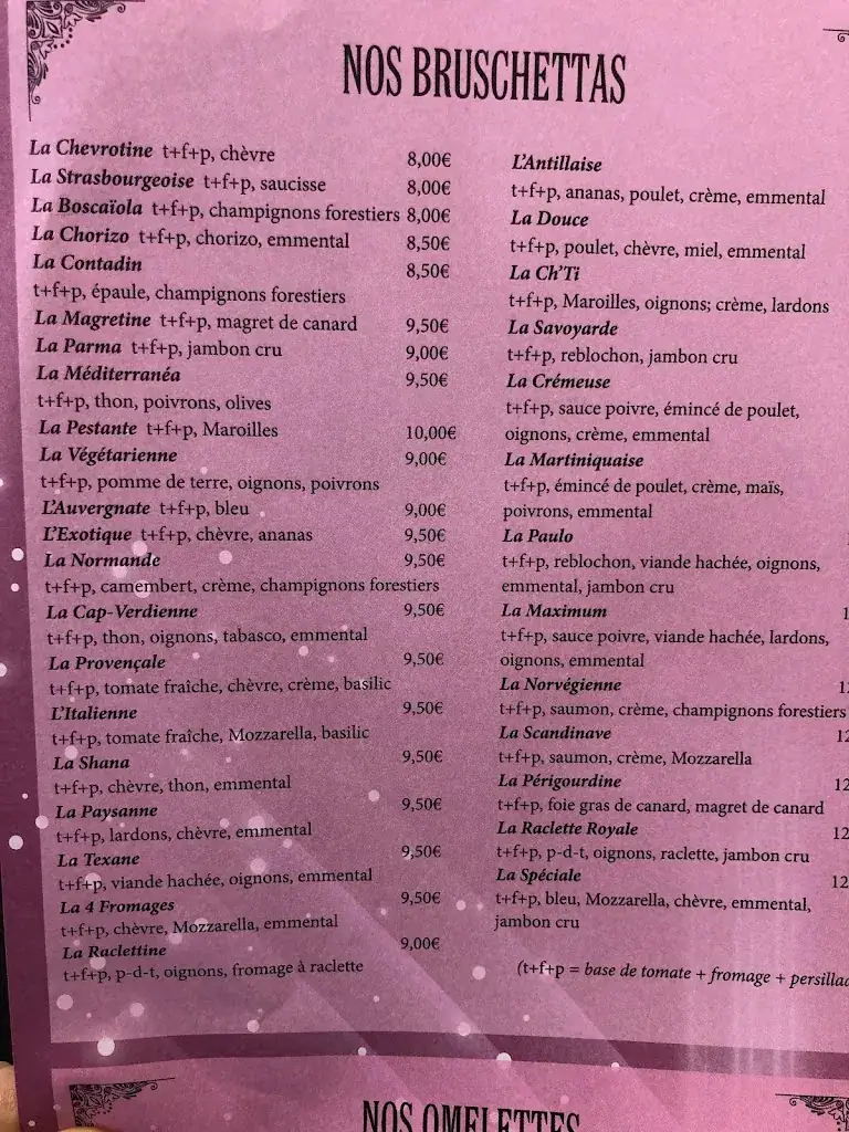 Menu_Le Shana Bar_Péronne_image_1