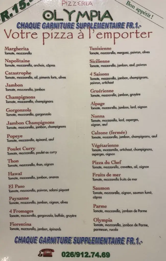 Menu_Olympia Restaurant Pizzeria_Bulle_image_1
