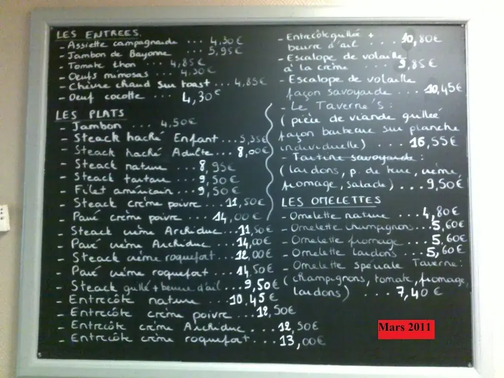 Menu_Restaurant La Taverne_Roncq_image_1