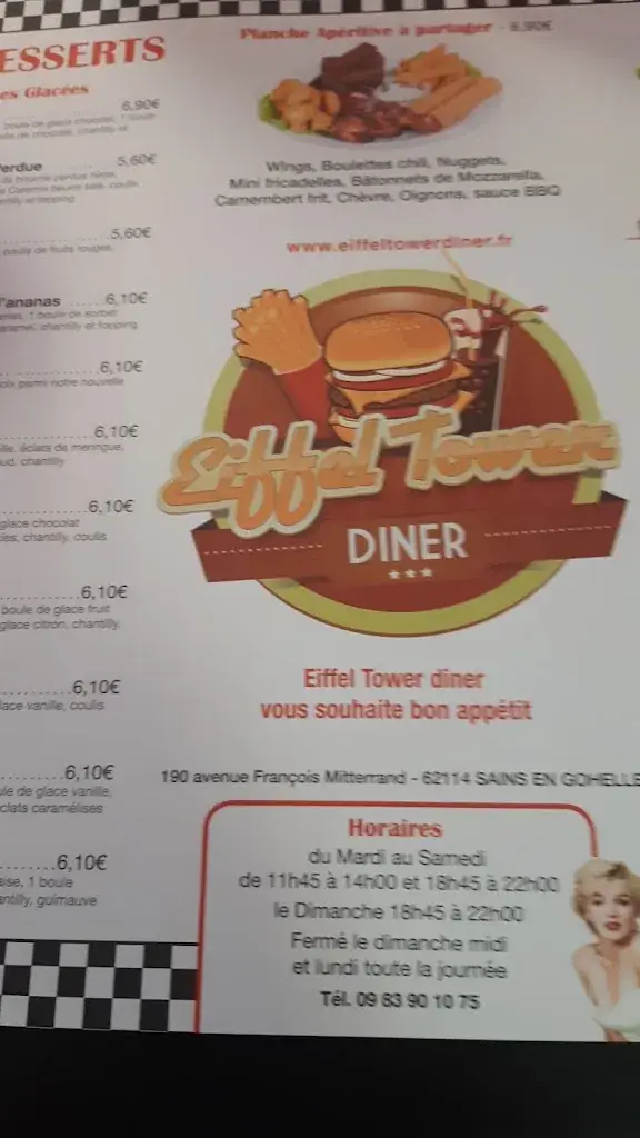 Menu_Eiffel Tower Diner_Sains-en-Gohelle_image_4