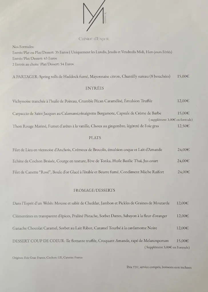 Menu_Le Mana - Restaurant et Chambres d'hôtes_Saint-André-lez-Lille_image_2