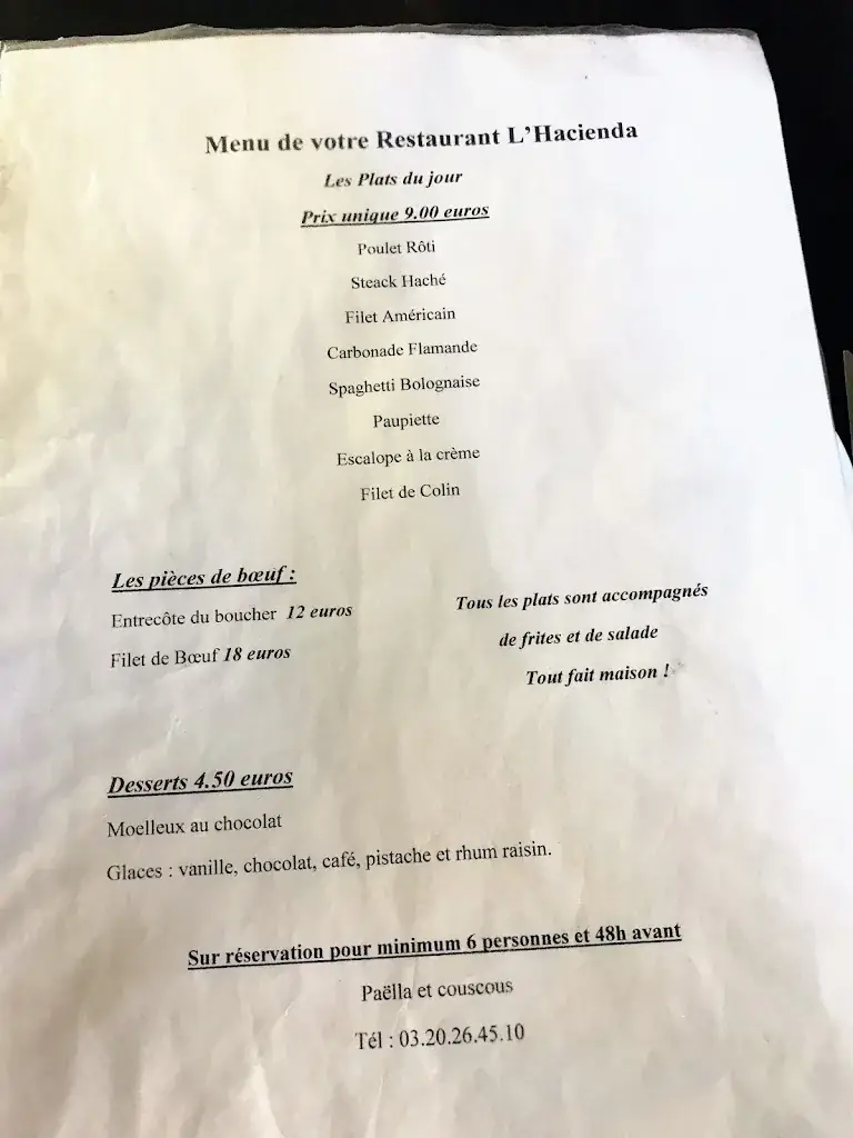 Menu_L’hacienda Restaurant_Roubaix_image_2