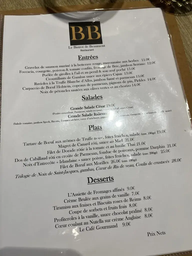 Menu_Le Bistrot de Beaumont_Roubaix_image_2