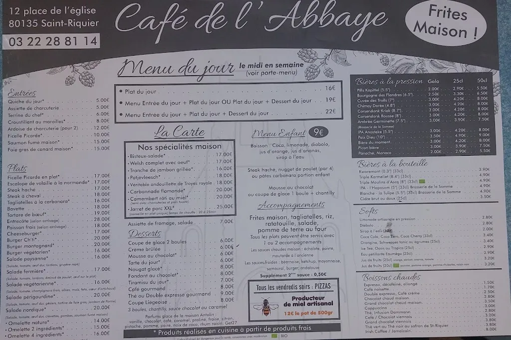 Menu_Café Restaurant de l'Abbaye_Saint-Riquier_image_1