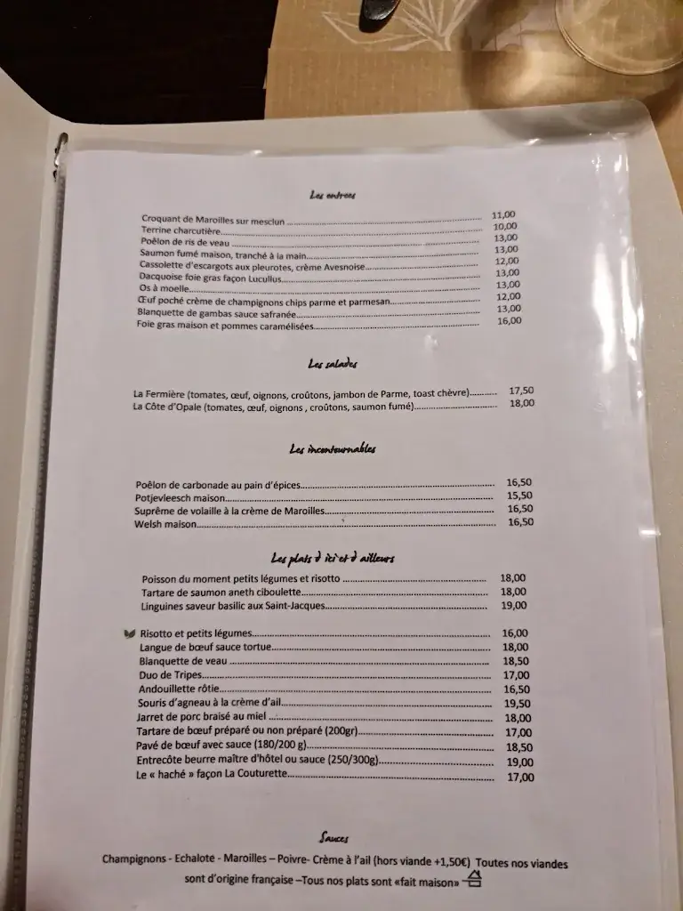 Menu_La Couturette Restaurant Estaminet_Saméon_image_2