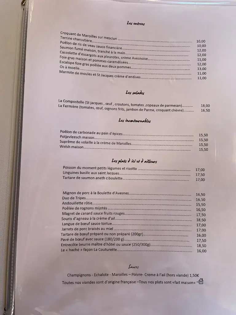 Menu_La Couturette Restaurant Estaminet_Saméon_image_4