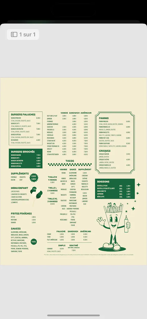 Le monde de la frite restaurante en Spycker