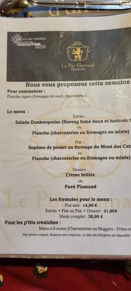 Menu_Estaminet Le Pot Flamand_Thiant_image_3