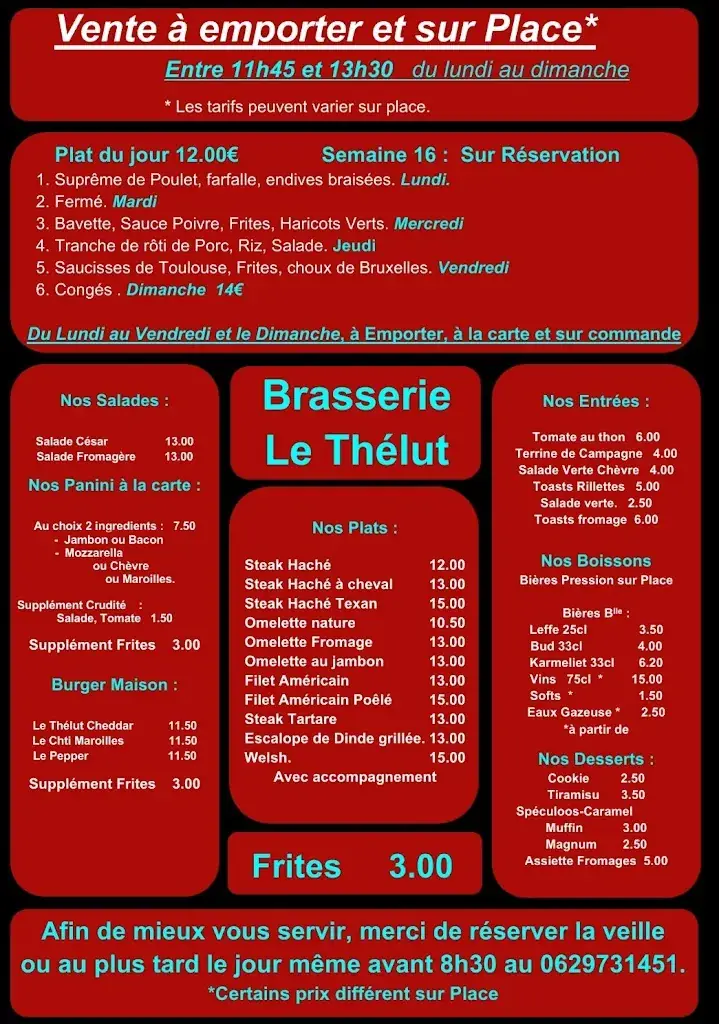 Menu_Café Brasserie Le Thélut_Thumeries_image_1