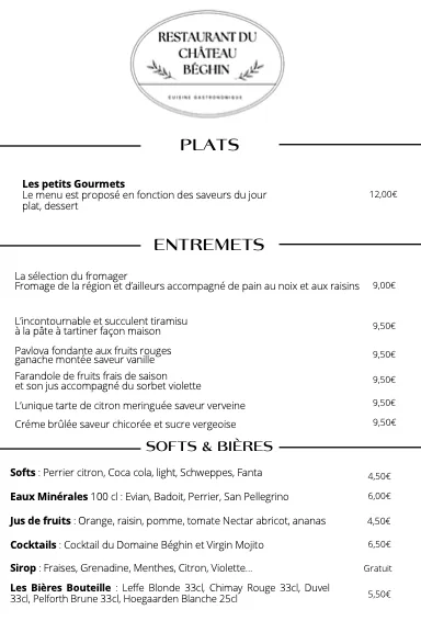 Menu_Restaurant du château Beghin_Thumeries_image_1