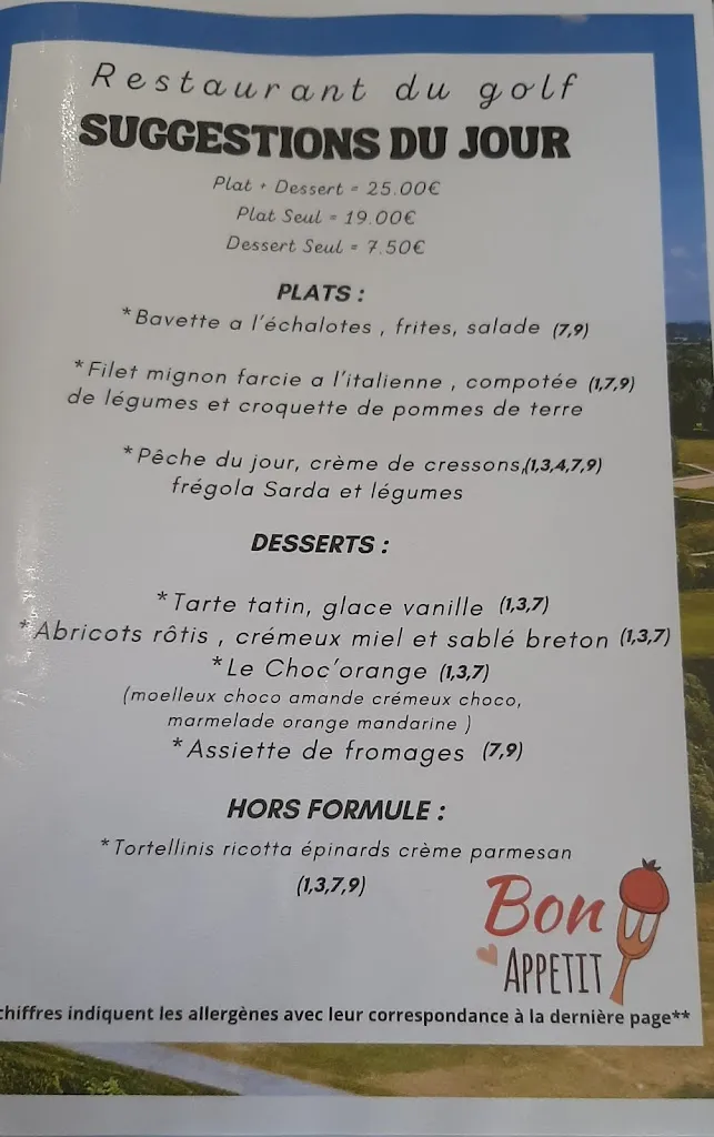 Menu_Restaurant du golf_Téteghem-Coudekerque-Village_image_1