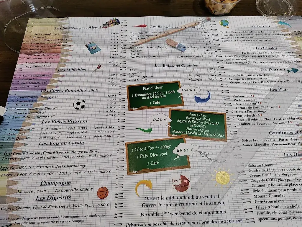 Menu_Restaurant Estaminet Les Temps Modernes_Tourcoing_image_2