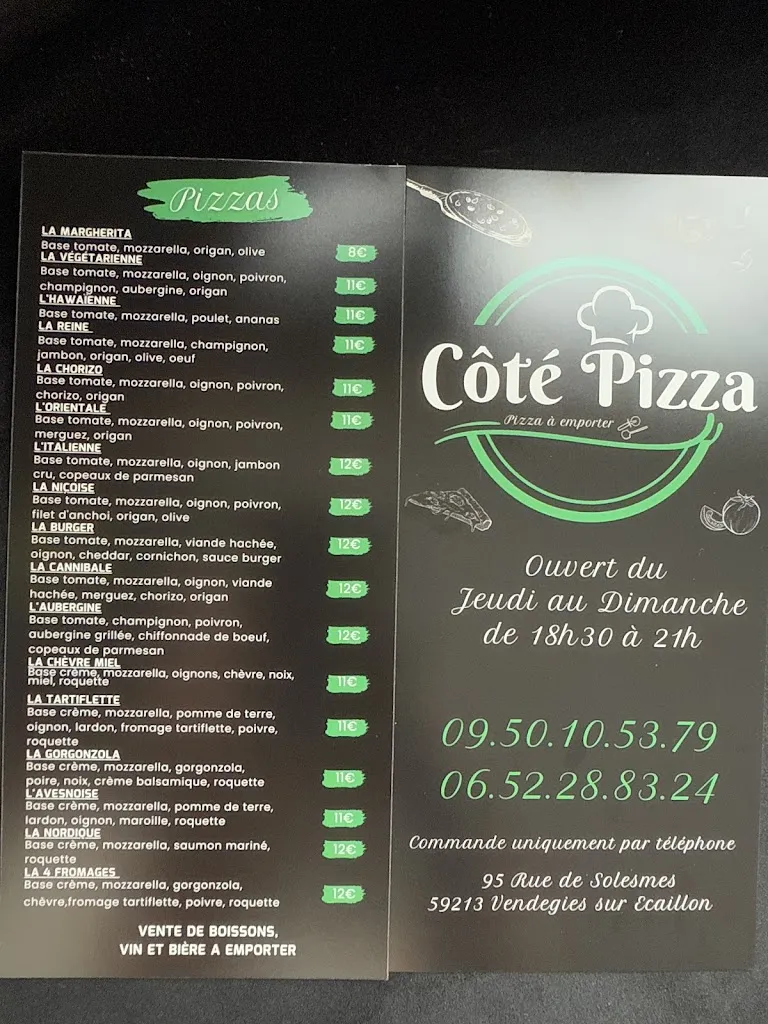 Menu_Côté pizza_Vendegies-sur-Écaillon_image_1