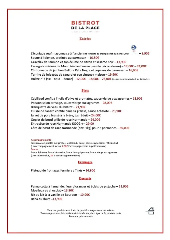 Menu_BISTROT DE LA PLACE - SENLIS_Senlis_image_1