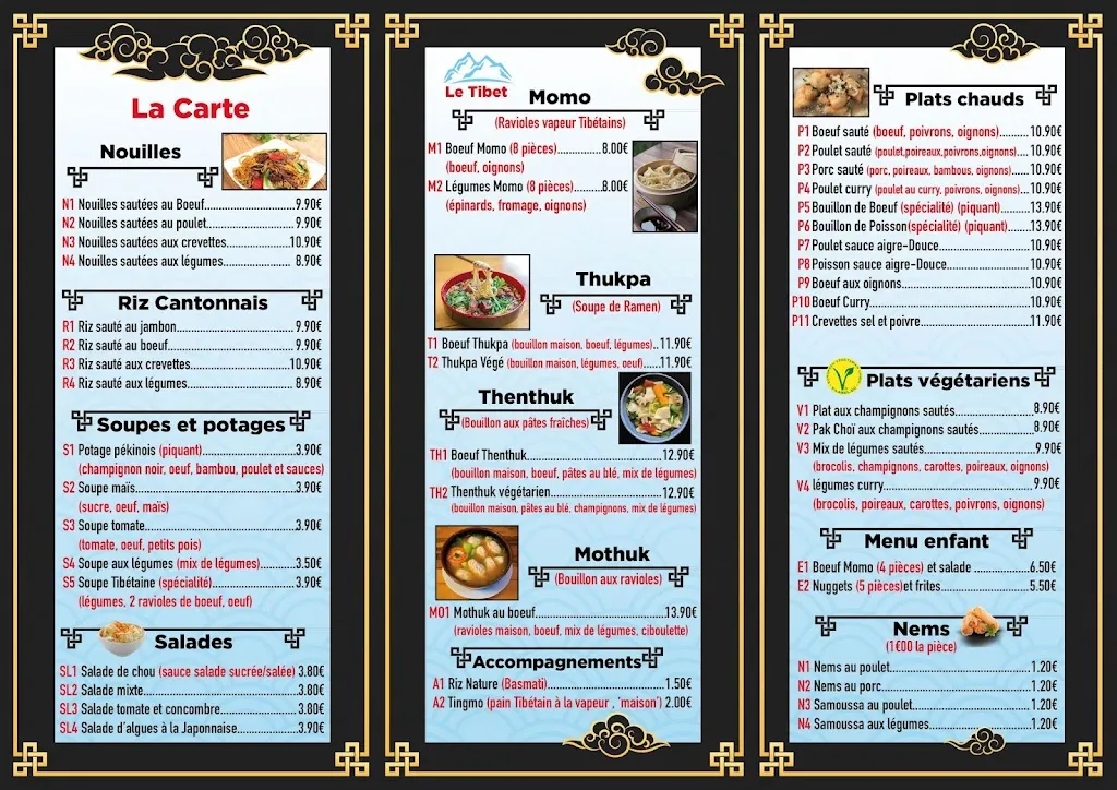 Menu_Le Tibet Restaurant spécialités asiatiques_Senlis_image_1
