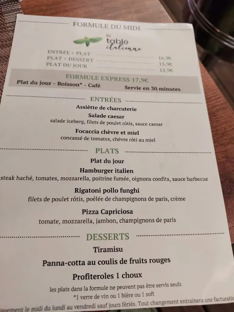 Menu_La Table Italienne_Senlis_image_4