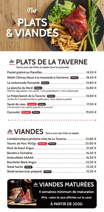 Menu_La Taverne du Petit Wasquehal_Wasquehal_image_1