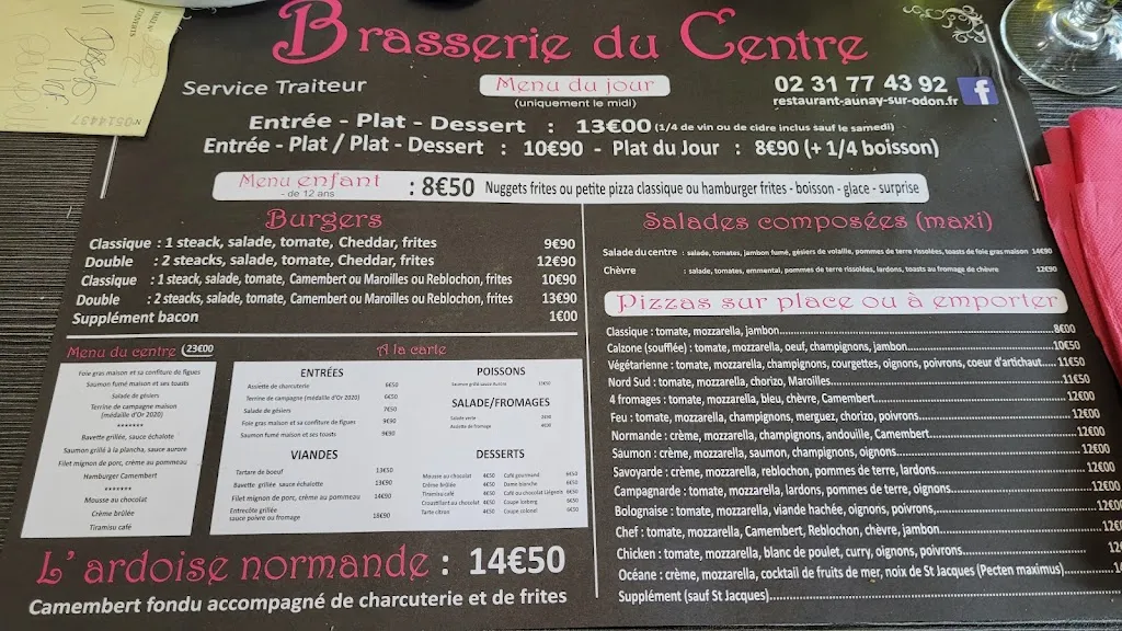 Menu_Brasserie du Centre - Pizzeria / Cuisine Française_d'Aunay_image_2