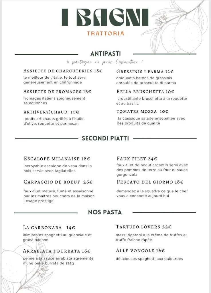 Menu_I Bagni Trattoria_Wimereux_image_1