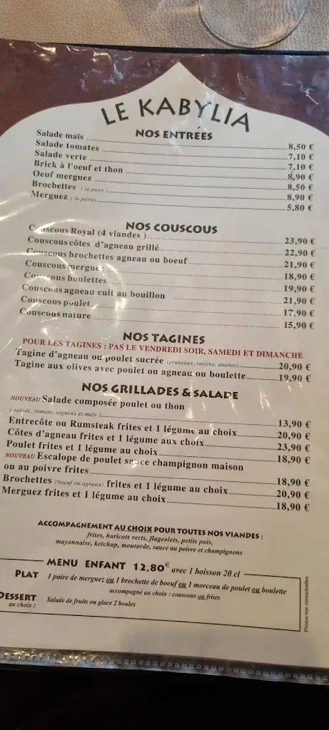 Menu_Le Kabylia_Wattrelos_image_1