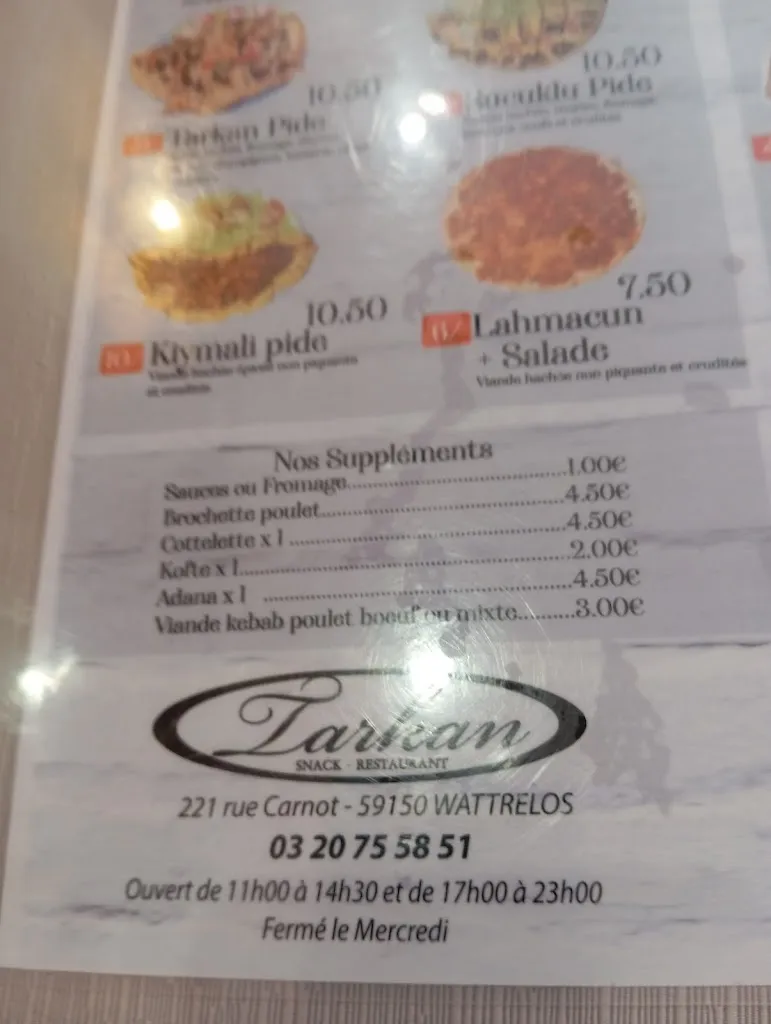Menu_Restaurant Tarkan_Wattrelos_image_1
