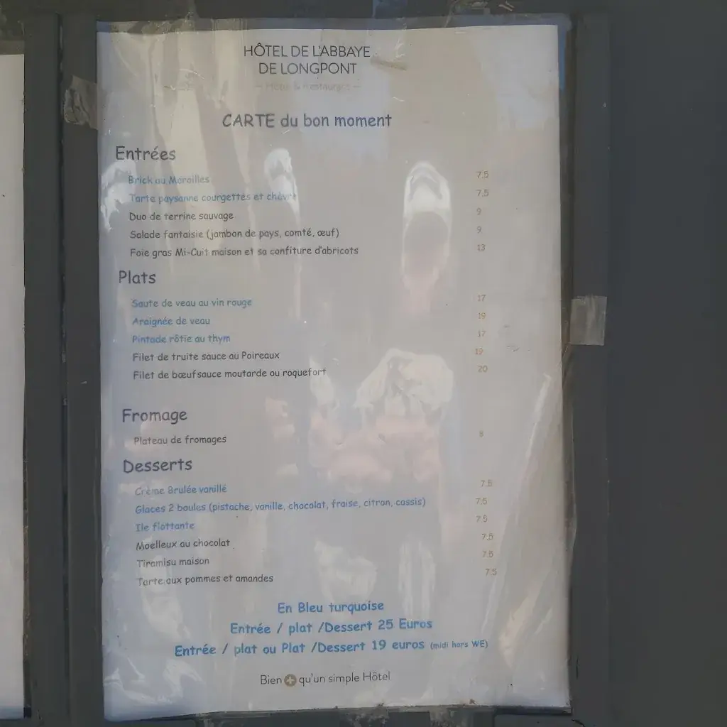 Menu_Restaurant Auberge de l'Abbaye_Longpont_image_3