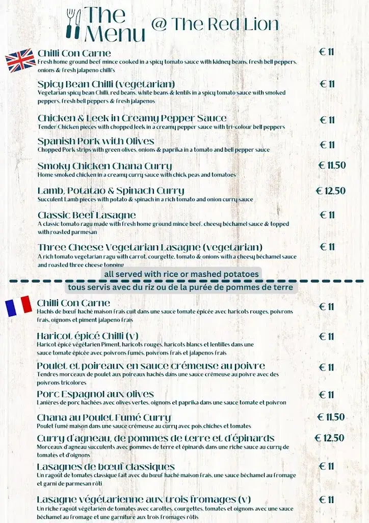 Menu_The Red Lion_Désertines_image_3