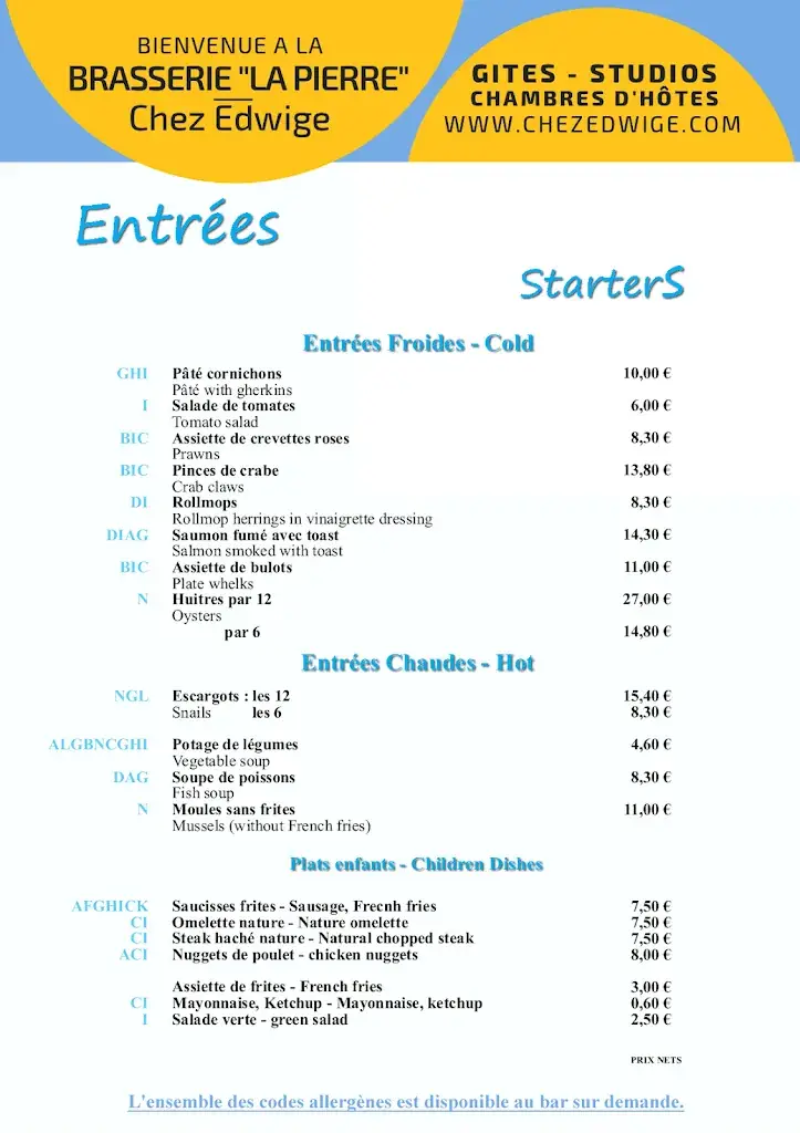 Menu_Brasserie La Pierre - Chez Edwige_Wissant_image_3