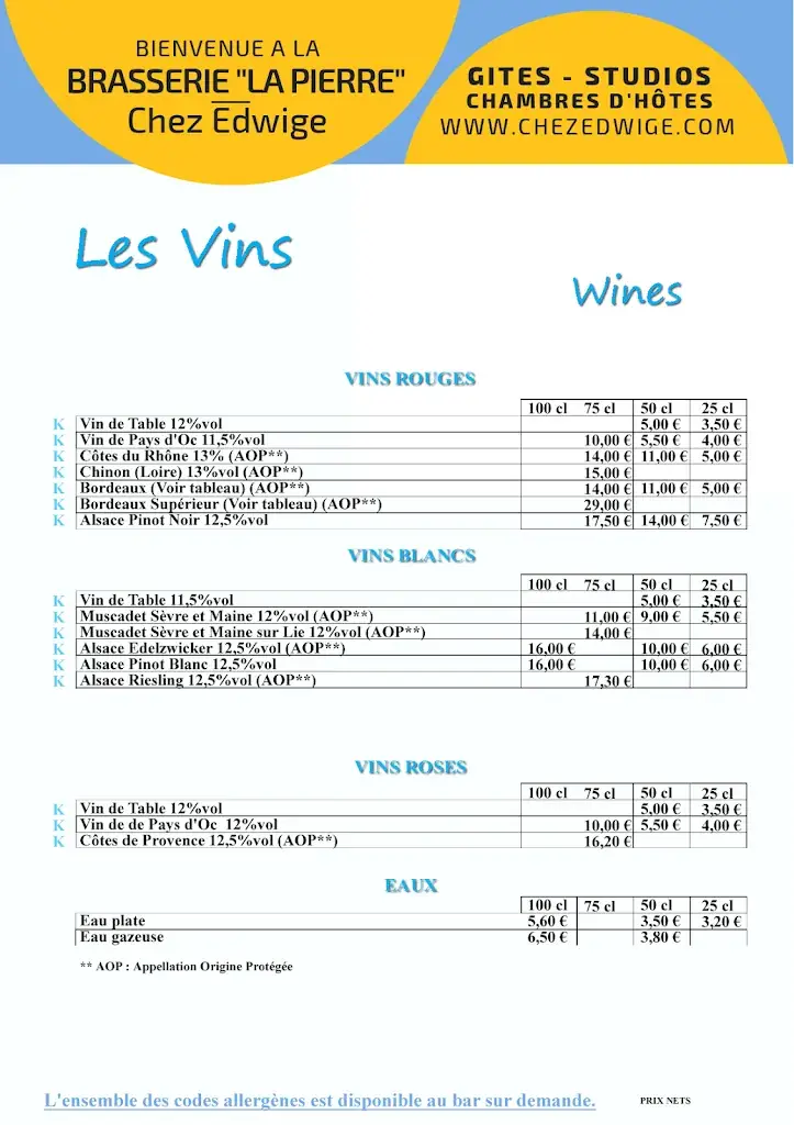 Menu_Brasserie La Pierre - Chez Edwige_Wissant_image_4