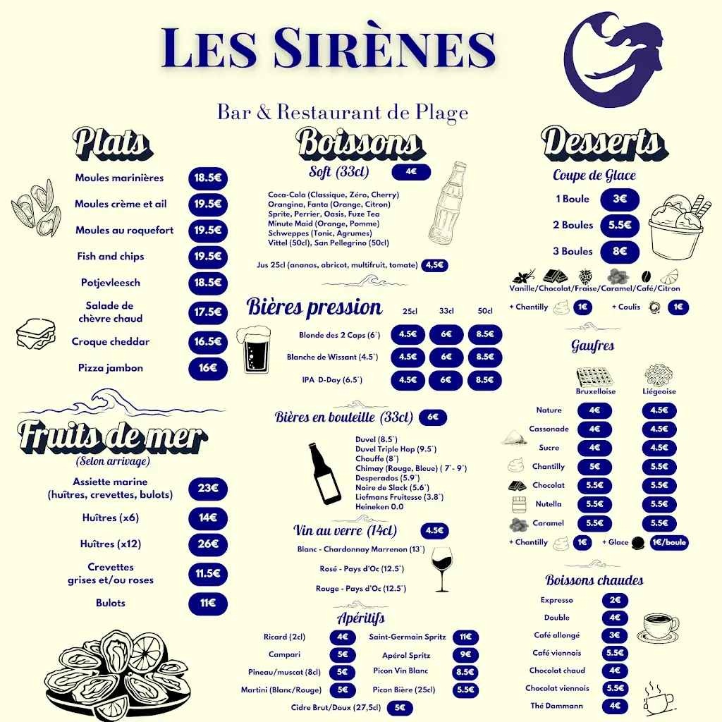 Menu_Les Sirènes - Moules Frites sur Mer_Wissant_image_1