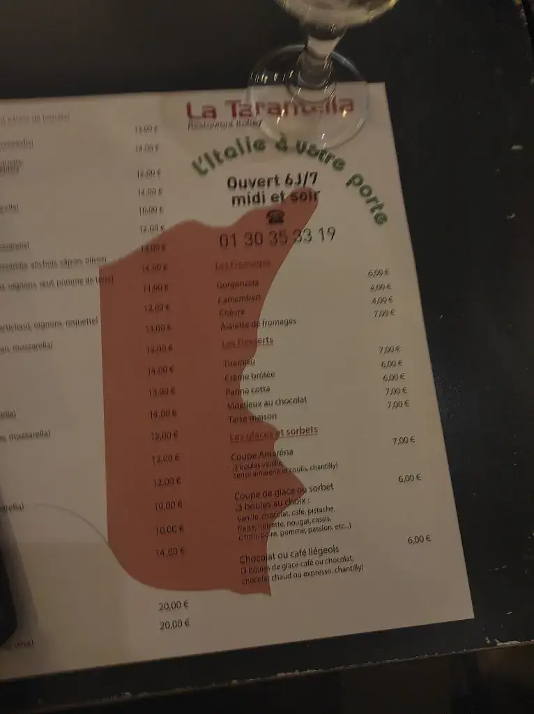 Menu_La Tarentella_Asnières-sur-Oise_image_4