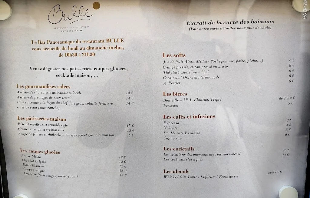 Menu_Bulle - Restaurant de Fourvière - Guy Lassausaie_Lyon_image_4