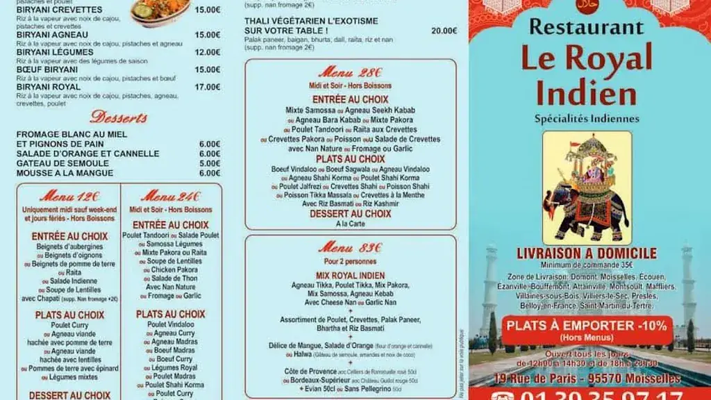 Menu_Star De L'inde_Moisselles_image_1