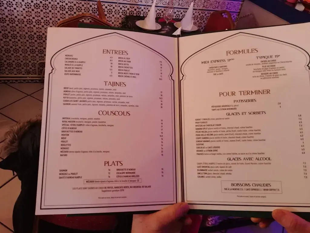 Menu_L'Étoile Kabyle_Athis-Mons_image_2