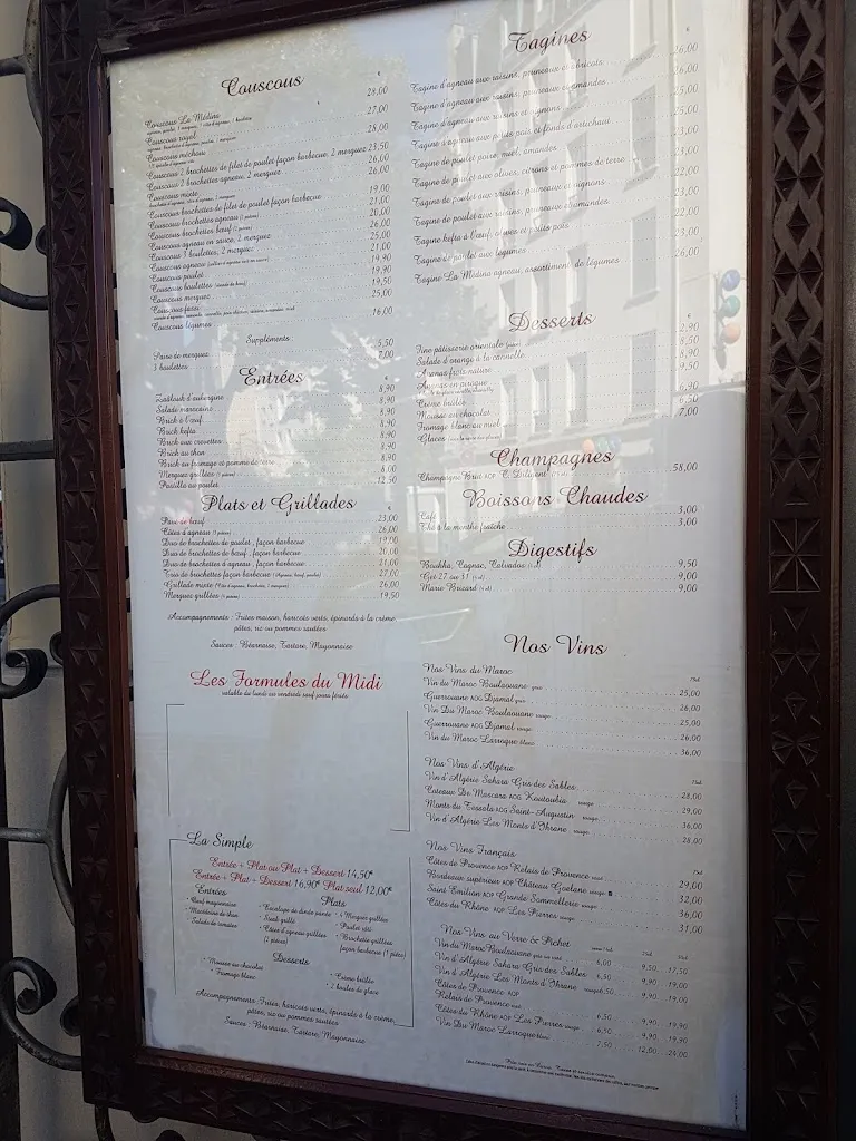 Menu_La Médina_Asnières-sur-Seine_image_3