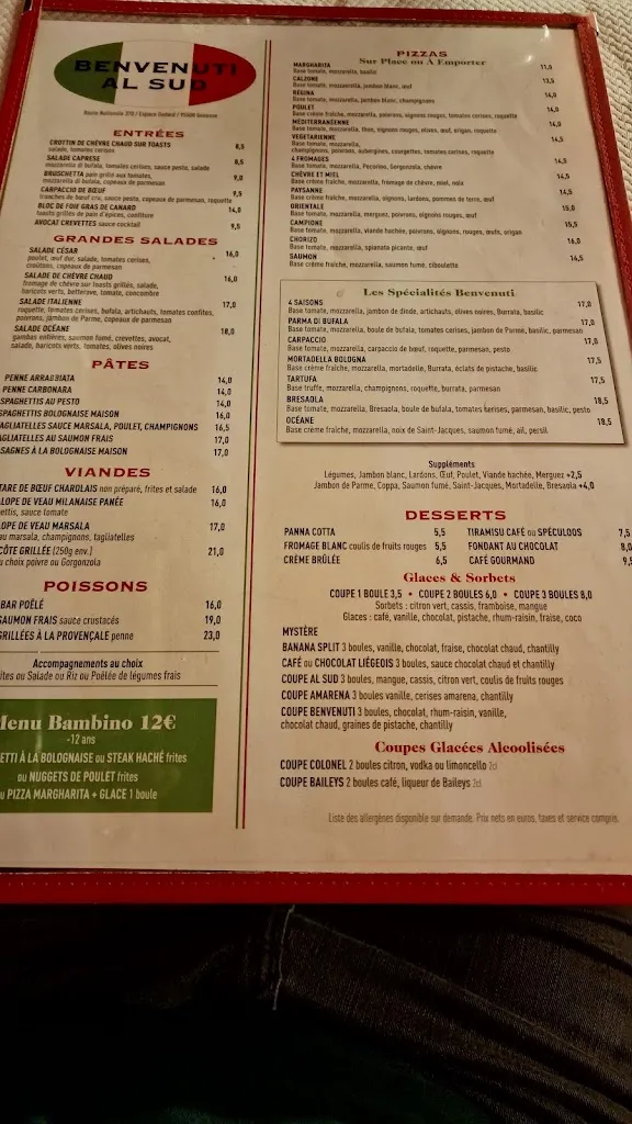 Menu_Benvenuti Al Sud_Gonesse_image_1