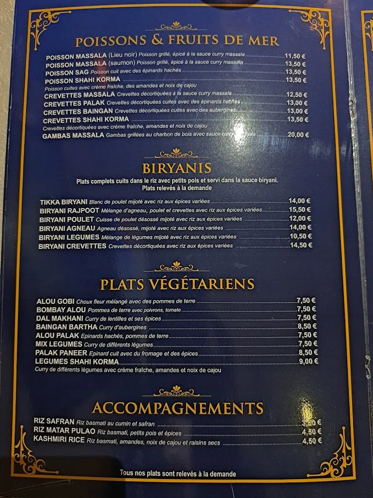 Menu_Rajpoot Restaurant indien et pakistanais_Alfortville_immagine_1