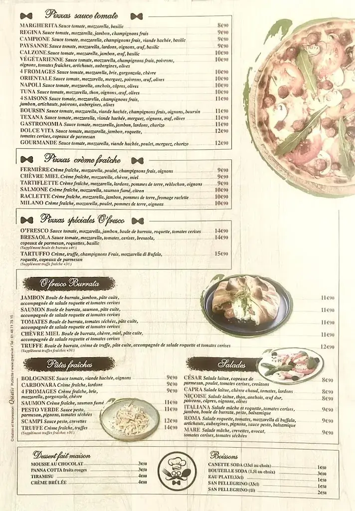 Menu_Restaurant Pizzeria O'Fresco_Alfortville_image_1