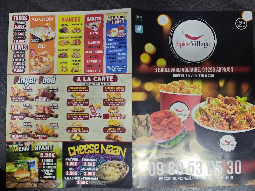 Menu_SPICE VILLAGE ARPAJON 🌮🌯🍔🍗🥘_Arpajon_image_3