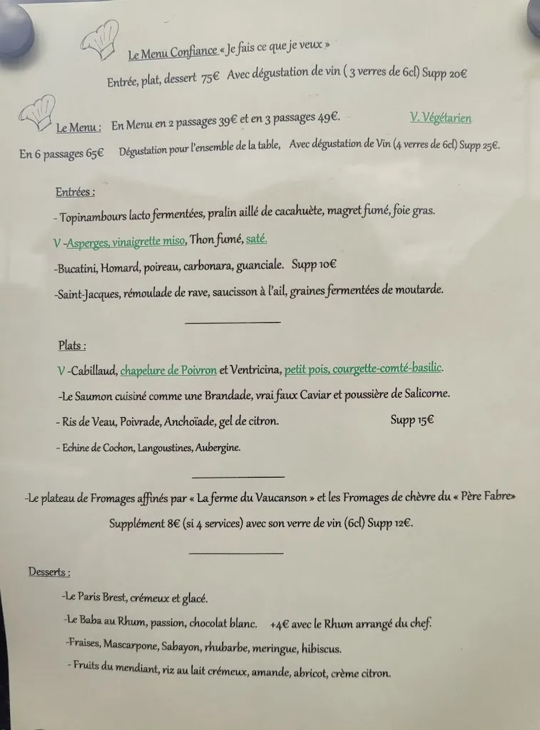Menu_Restaurant Auberge des Saints Pères Aulnay sous bois_Aulnay-sous-Bois_image_3