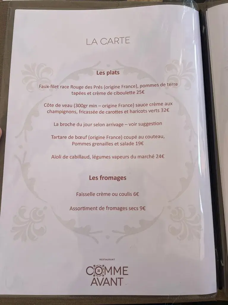 Menu_RESTAURANT COMME AVANT_Dardilly_image_2