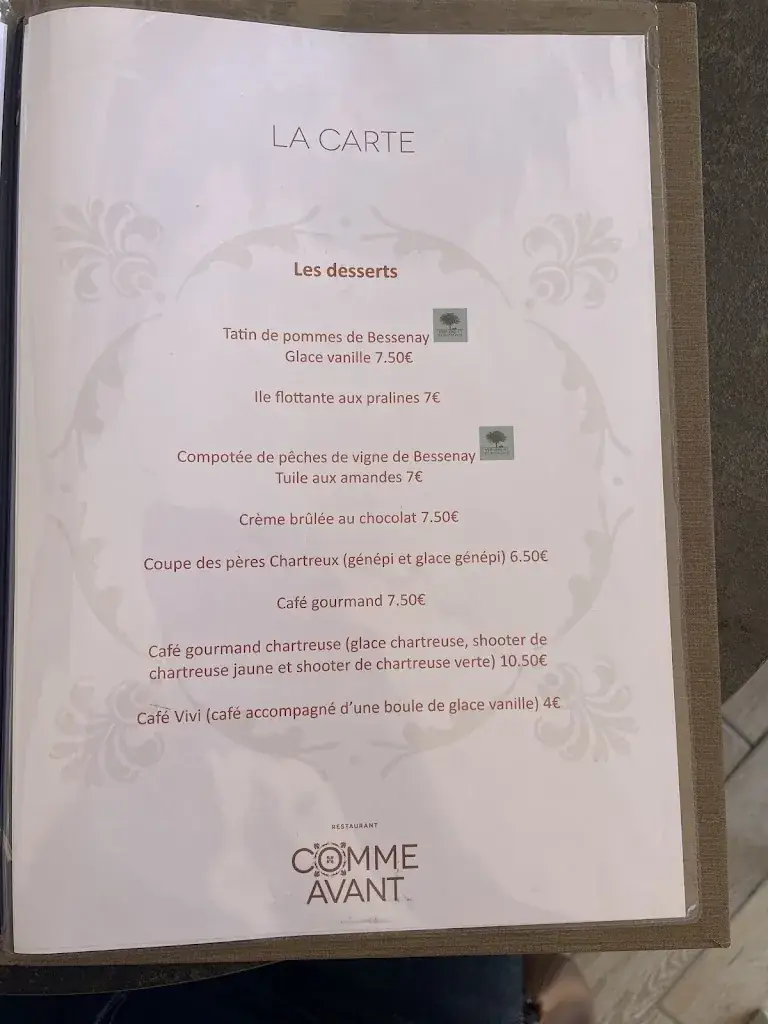 Menu_RESTAURANT COMME AVANT_Dardilly_image_3