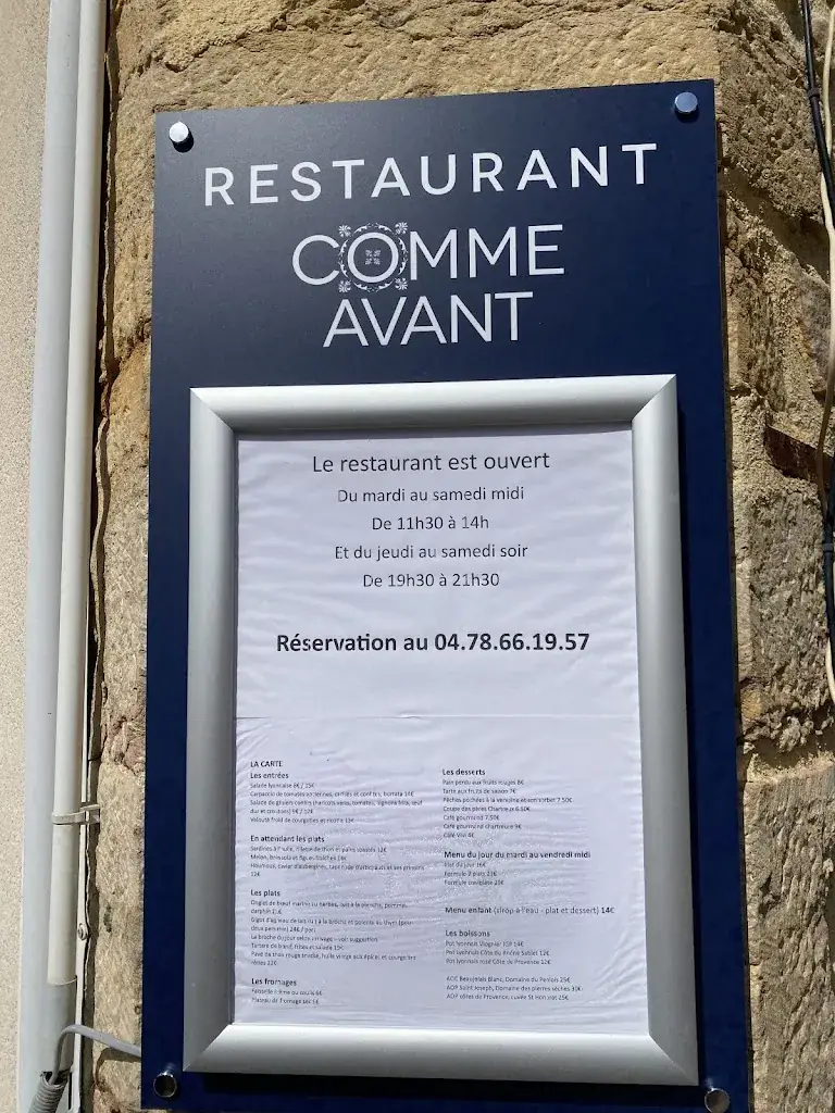 Menu_RESTAURANT COMME AVANT_Dardilly_image_4