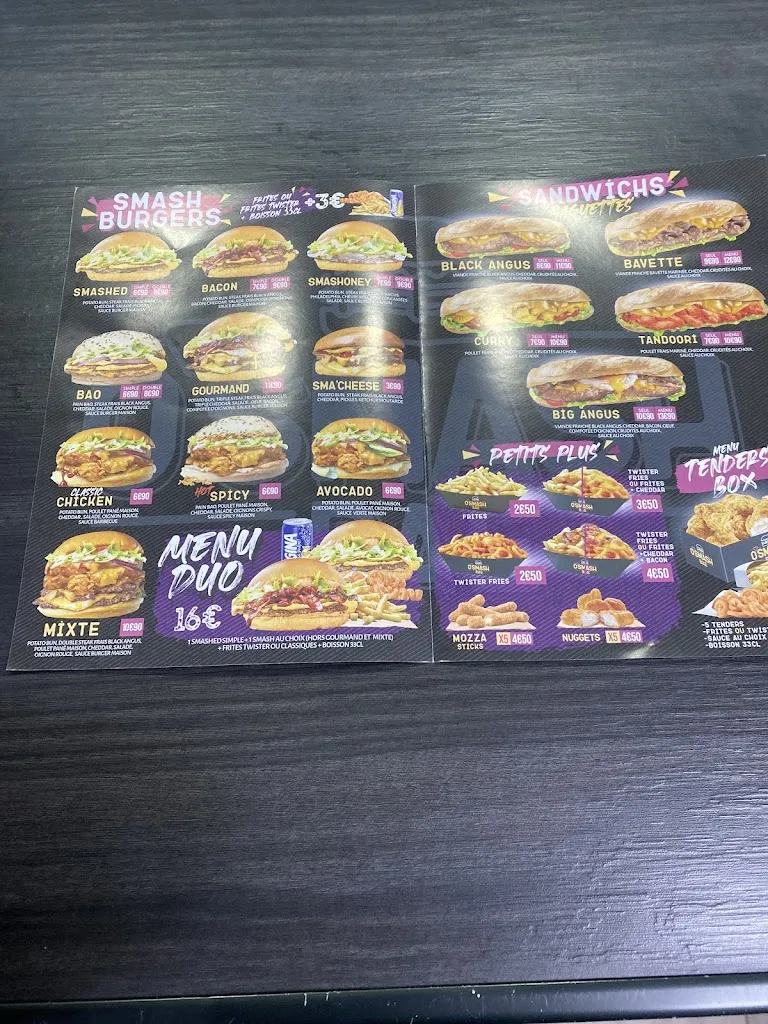 Menu_O'SMASH BAE_Aulnay-sous-Bois_image_4