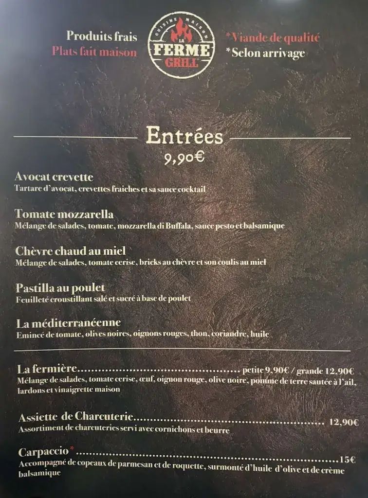 Menu_La Ferme Grill_Aulnay-sous-Bois_image_1