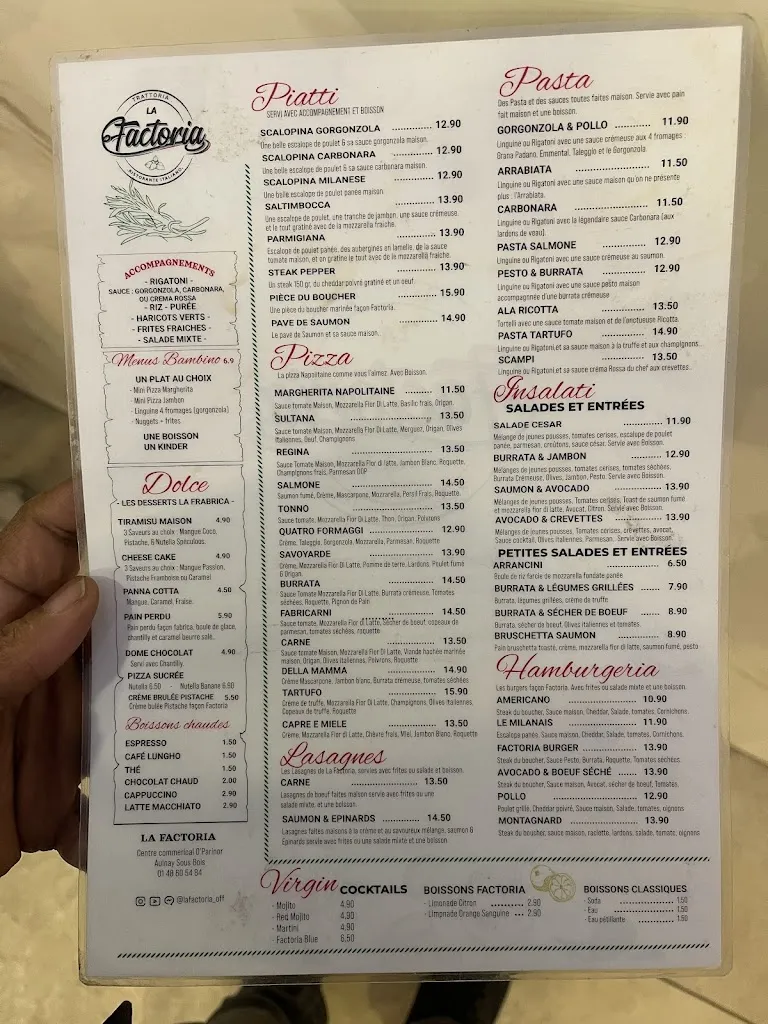 Menu_La Factoria O'Parinor | Restaurant Aulnay-sous-Bois 93_Aulnay-sous-Bois_image_1