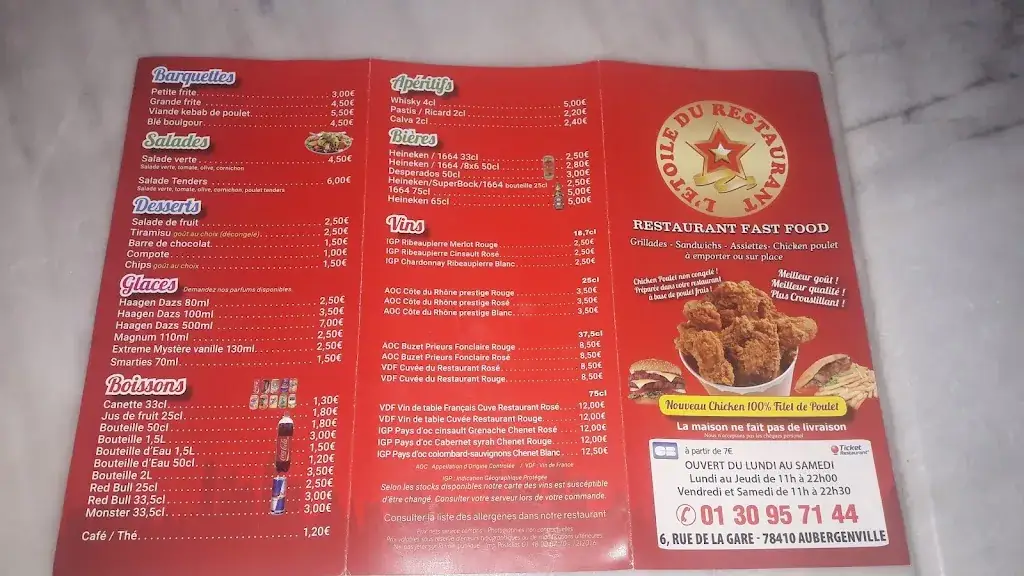 Menu_L'etoíle Du Restaurant_Aubergenville_image_2