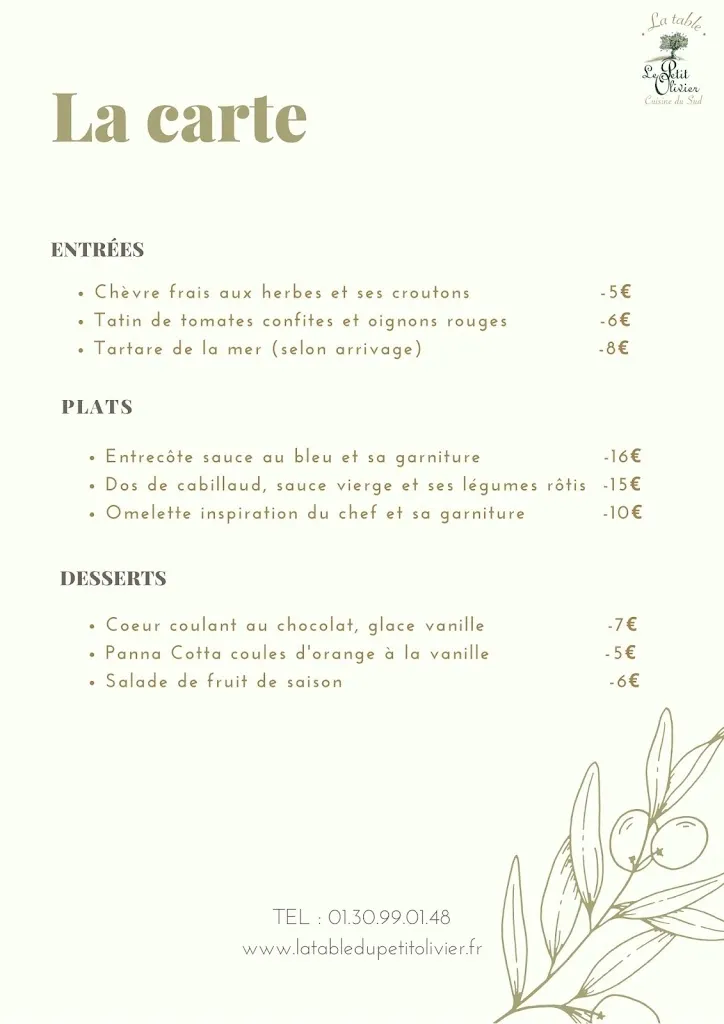 Menu_La Table du Petit Olivier_Épône_image_1