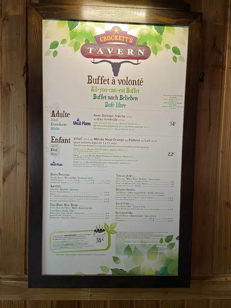 Menu_Crockett's Tavern_Bailly-Romainvilliers_image_1
