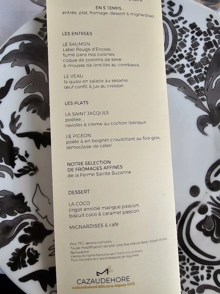 Menu_Cazaudehore Hôtel - Restaurant - Terrasse_Saint-Germain-en-Laye_image_3